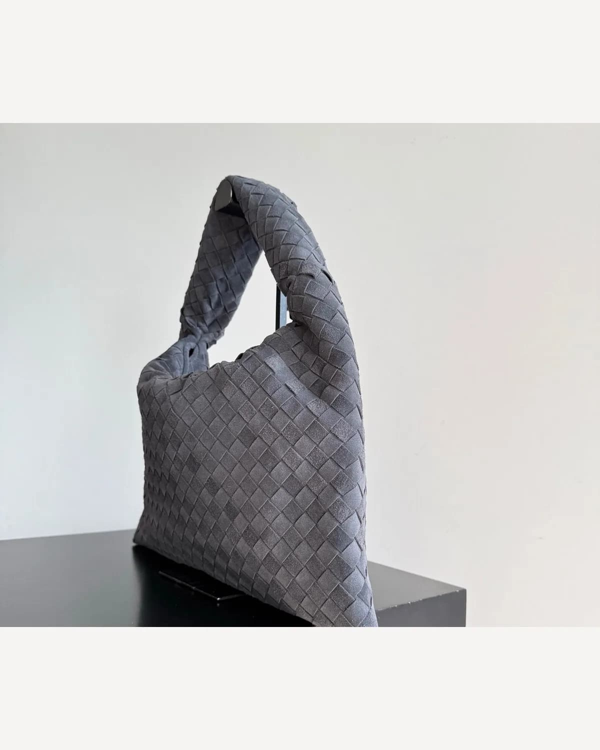 Bottega Veneta Hop — Grey Woven, Small