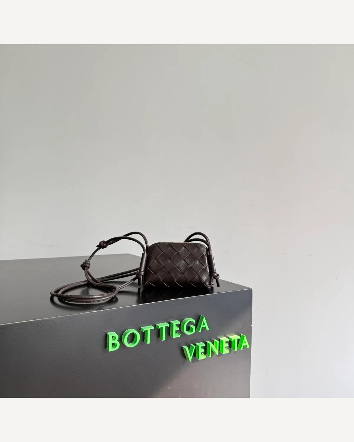 Bottega Veneta Woven Mini Crossbody — Espresso