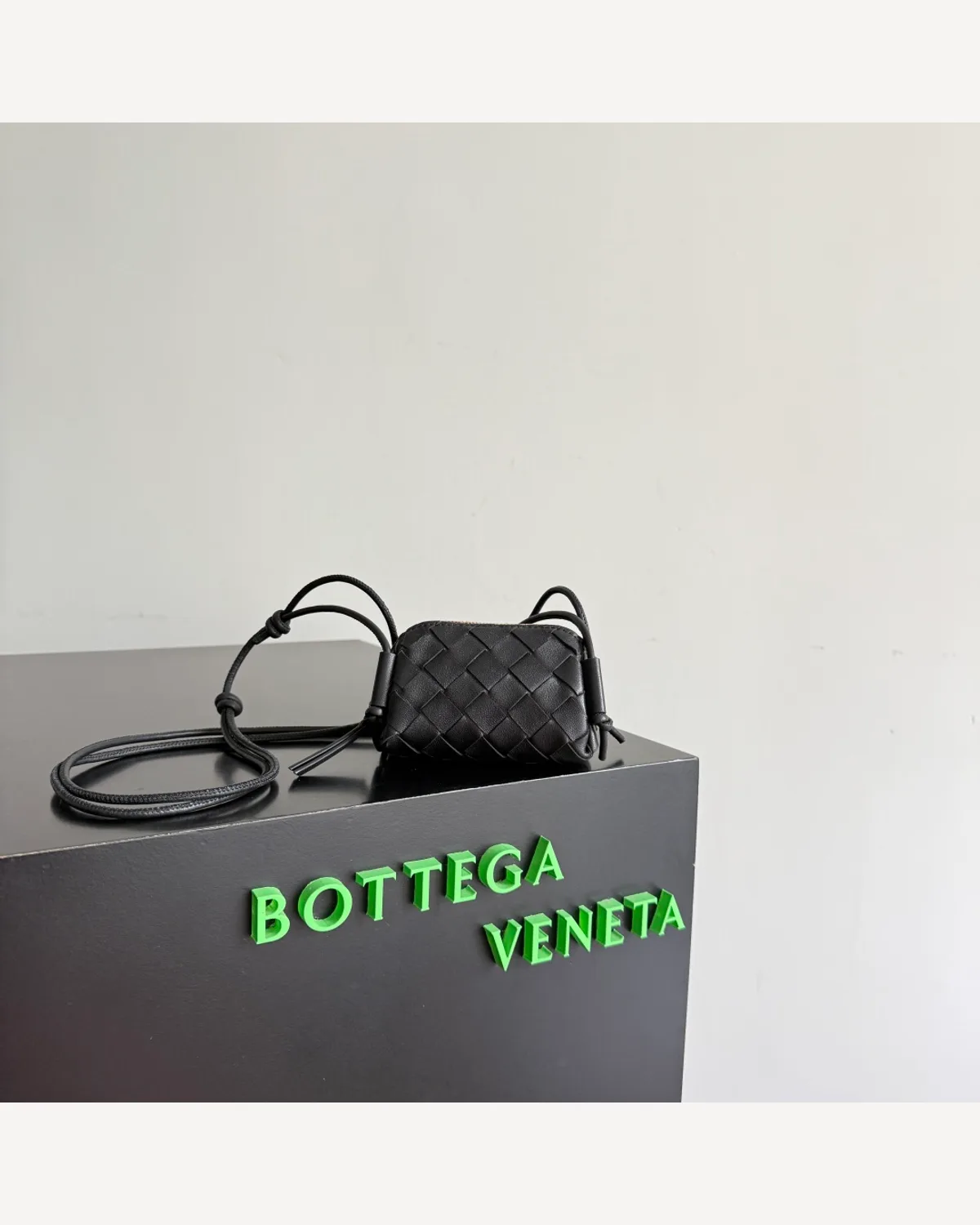 Bottega Veneta Woven Mini Crossbody — Black