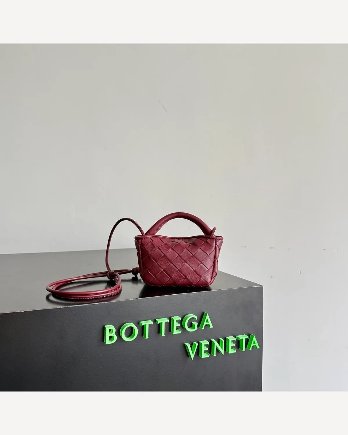Bottega Veneta Woven Mini Bag — Burgundy