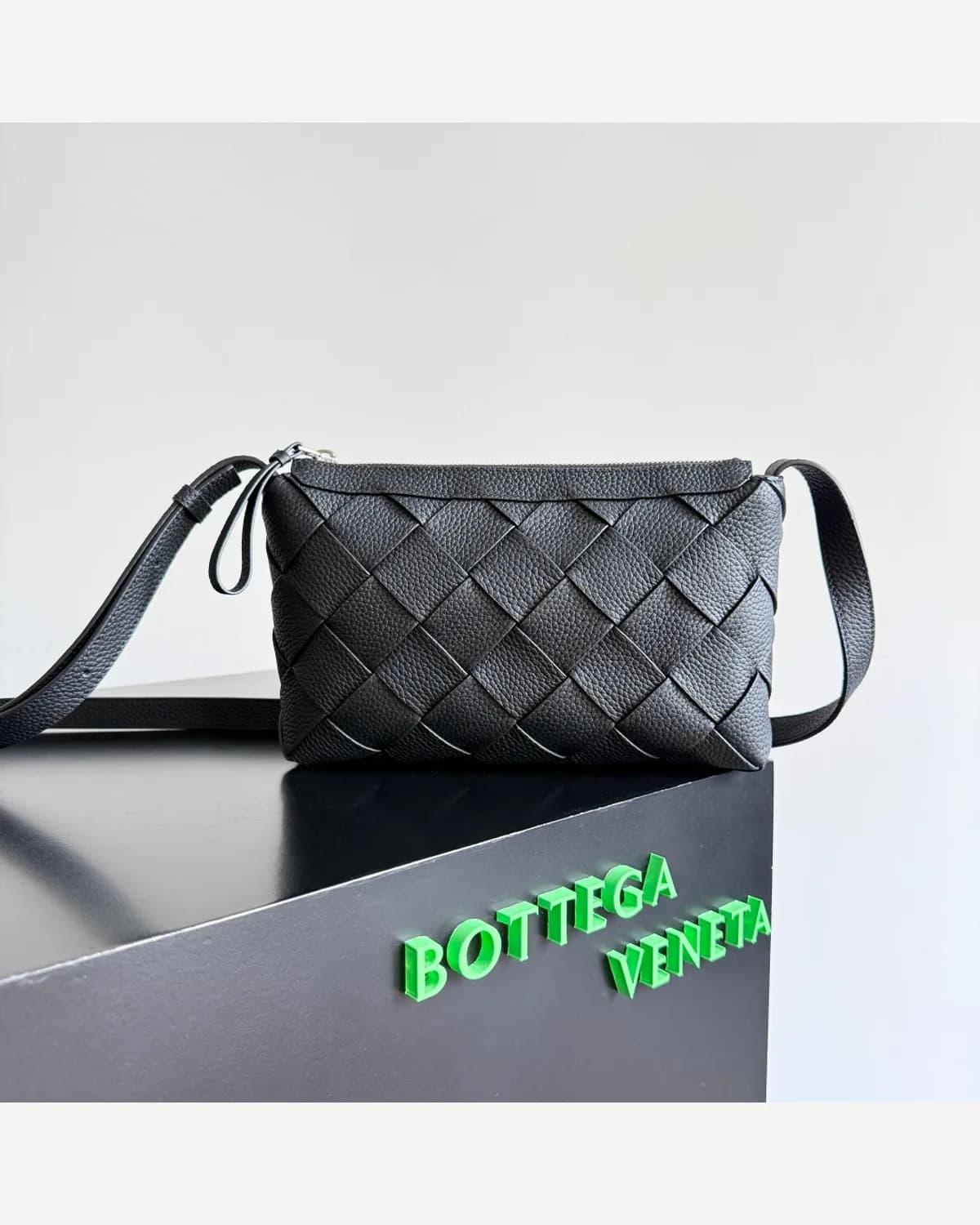 Bottega Veneta Woven Crossbody — Black