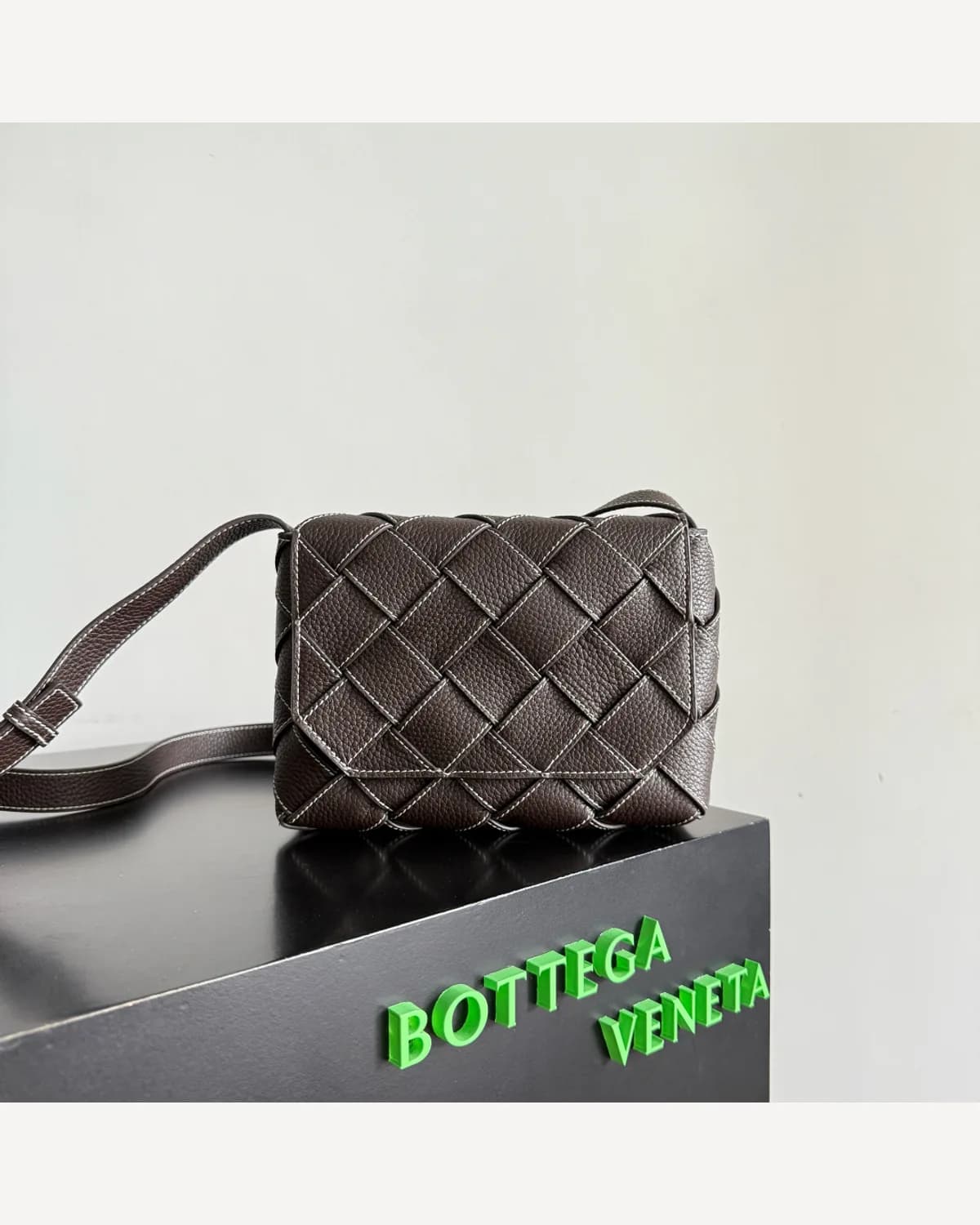 Bottega Veneta Woven Mini Crossbody — Brown