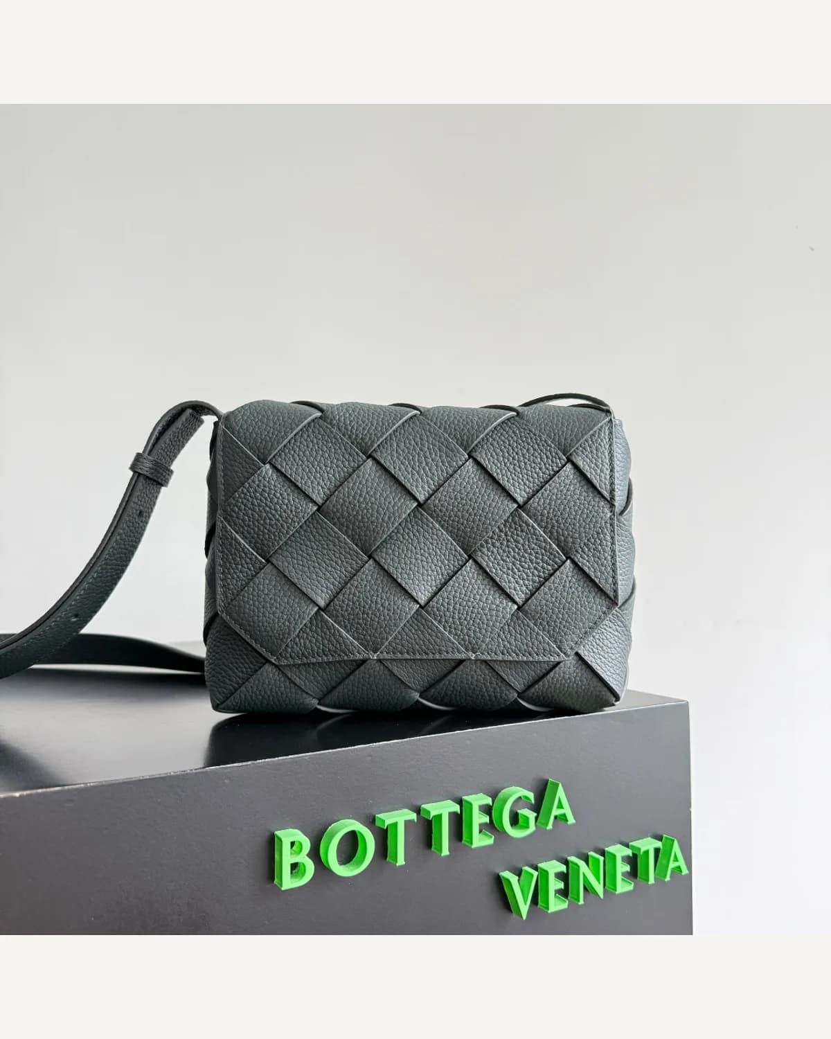 Bottega Veneta Woven Mini Crossbody — Sage