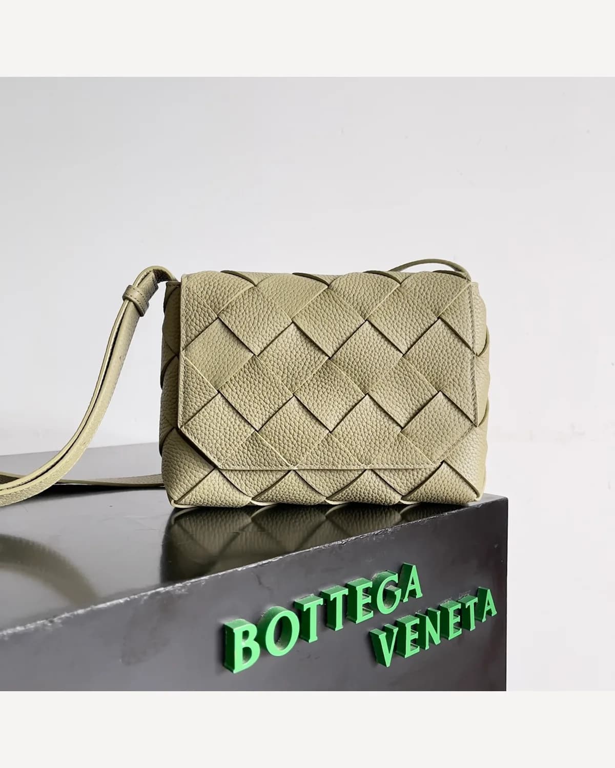 Bottega Veneta Woven Mini Crossbody — Olive