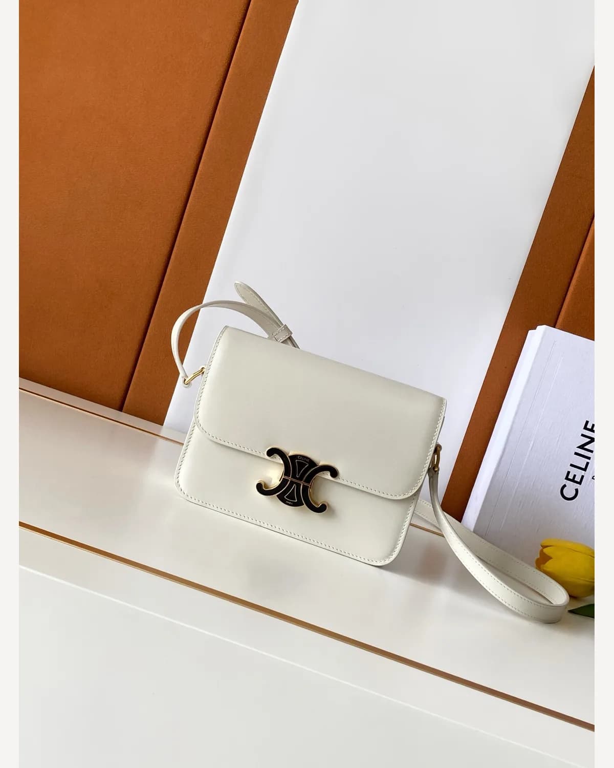 Celine Triomphe — Cream (Black Clasp)
