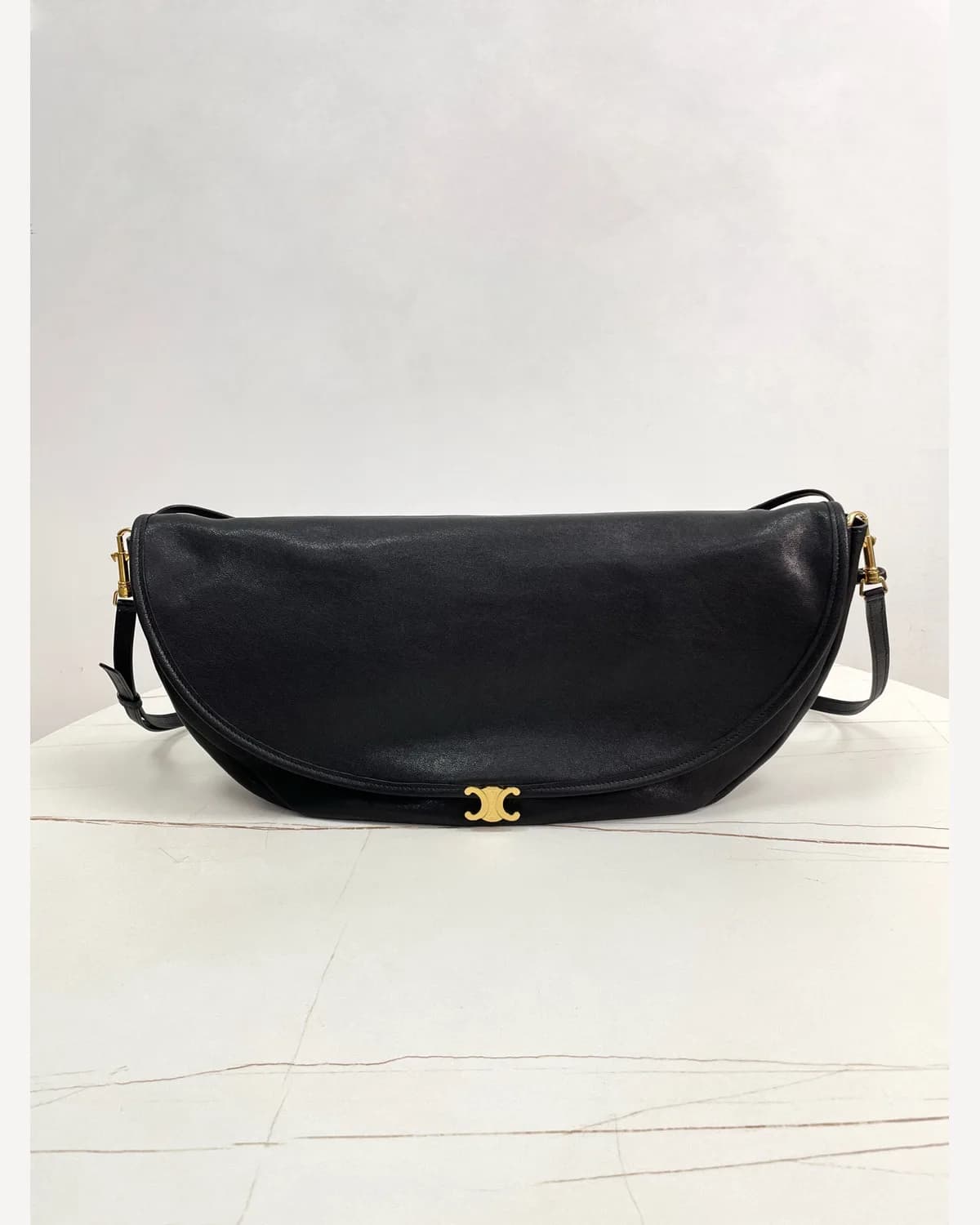 Celine Crescent Shoulder Bag — Black