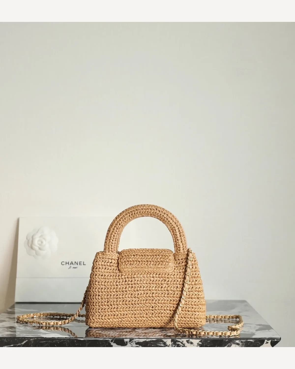 Chanel Kelly Mini — Raffia Straw