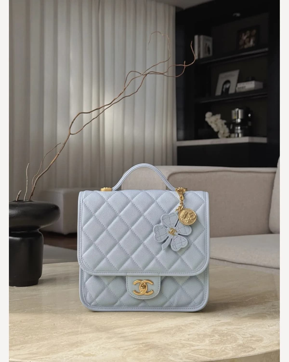 Chanel Quilted Backpack — Ice Blue
