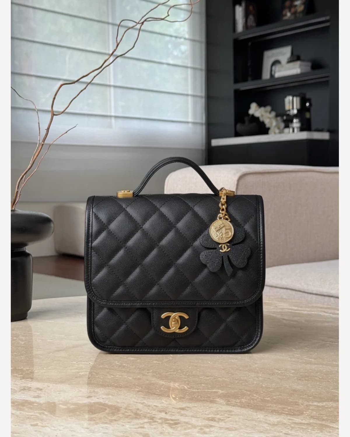 Chanel Quilted Backpack — Black