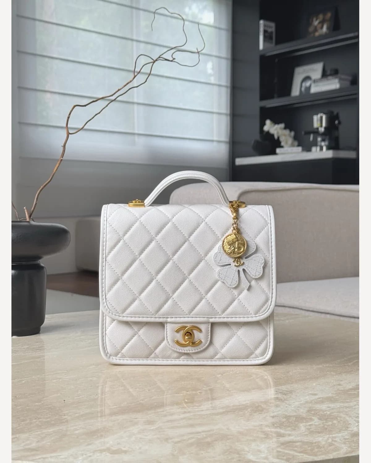 Chanel Quilted Backpack — White