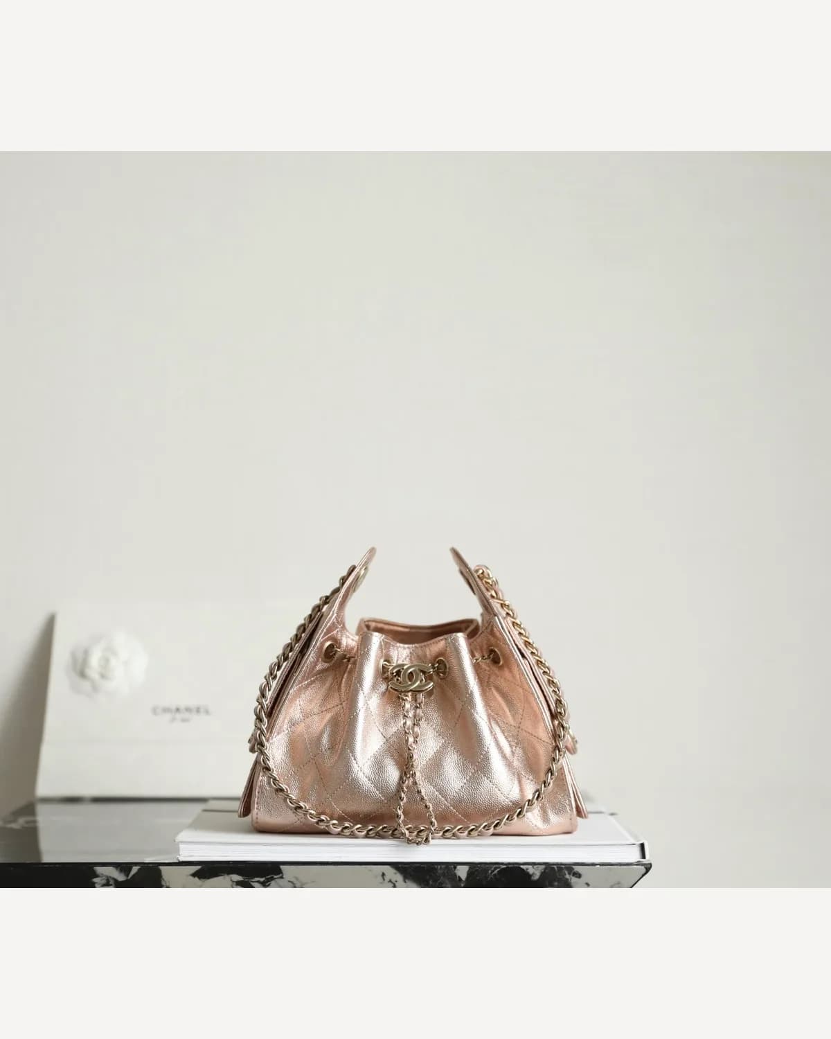 Chanel Drawstring Bucket Bag — Rose Gold