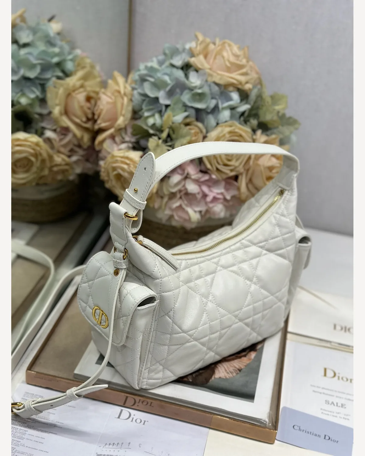 Dior Hobo — White Quilted