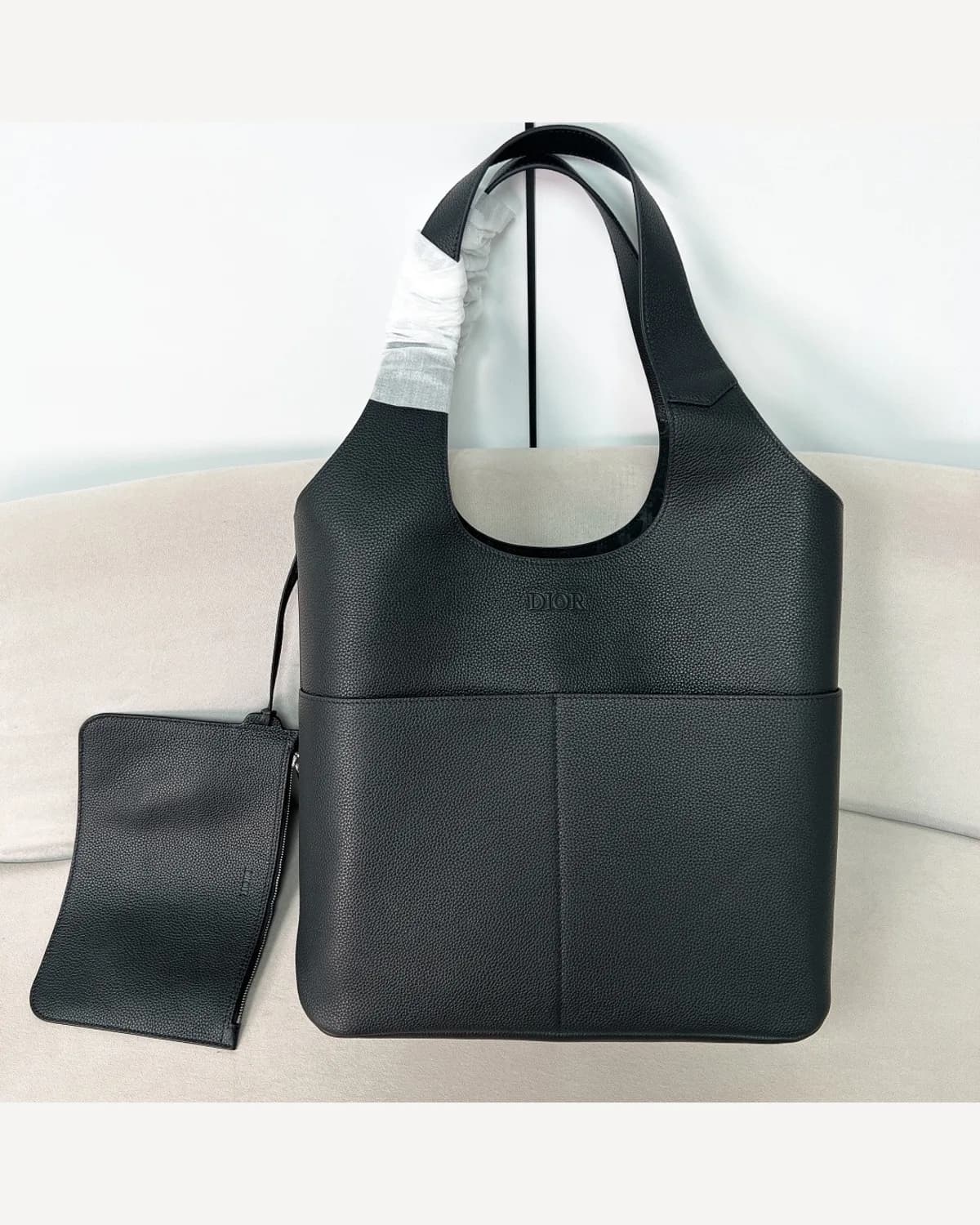 Dior Leather Tote — Charcoal