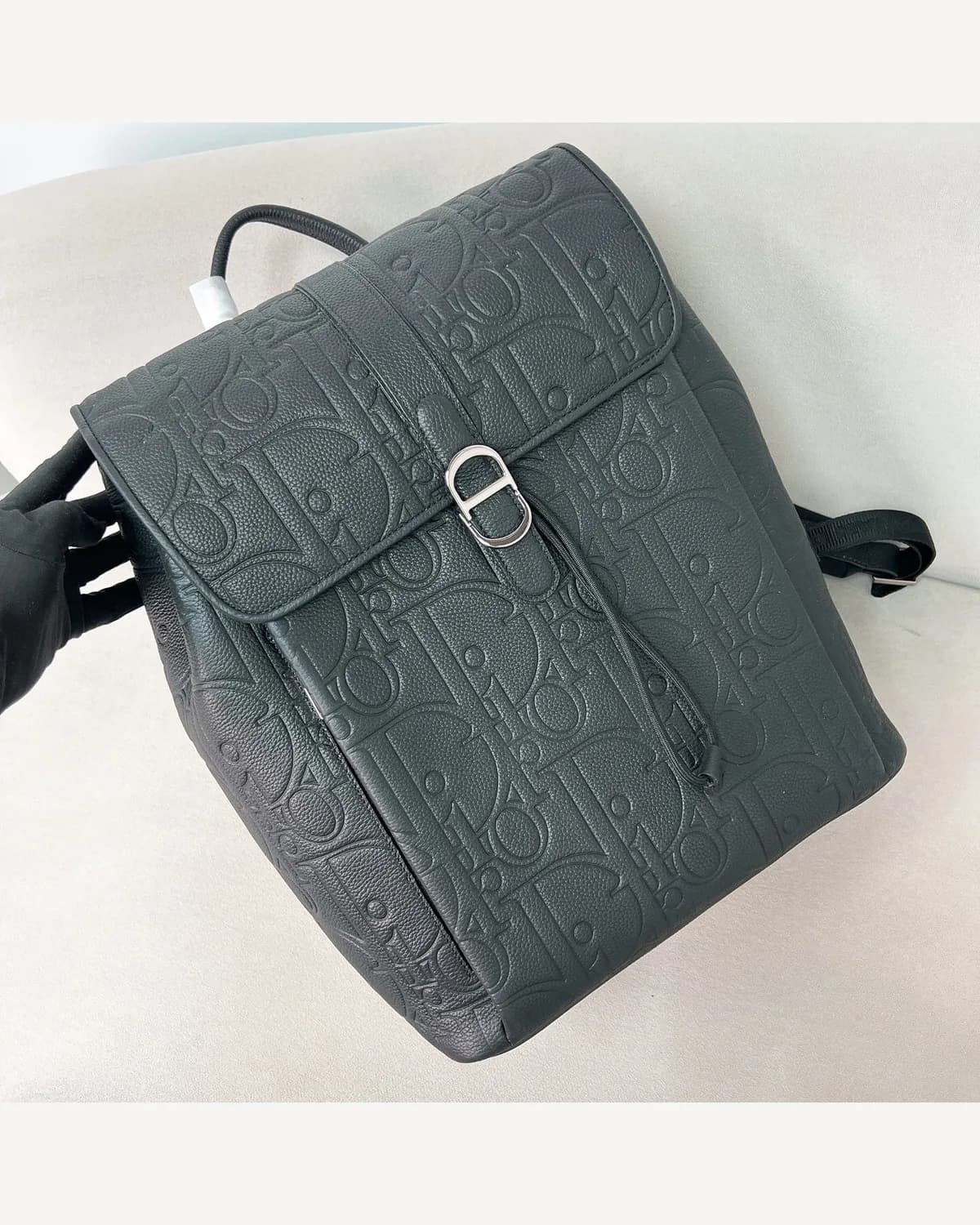 Dior Oblique Leather Backpack — Black