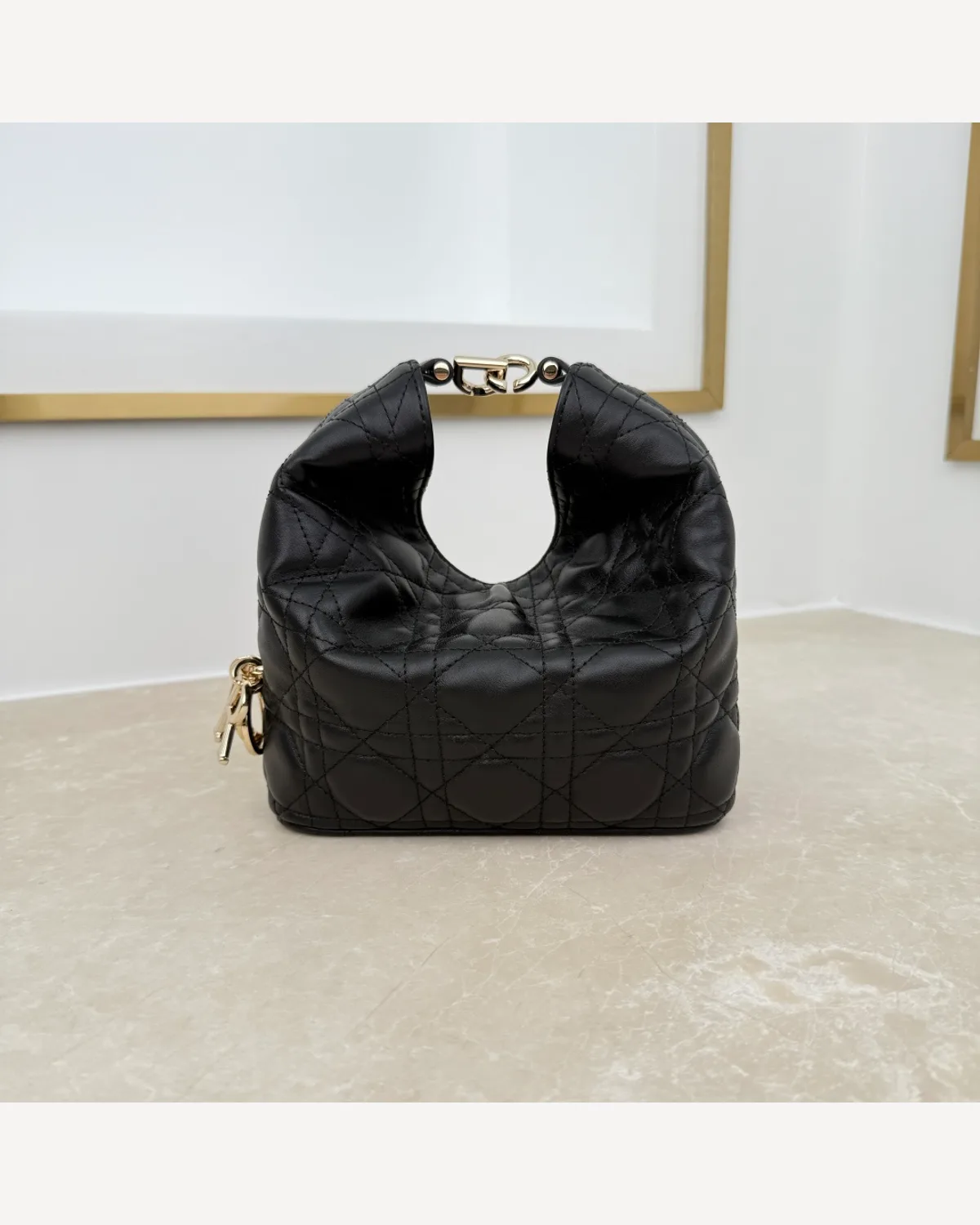 Dior Cannage Mini Hobo — Black