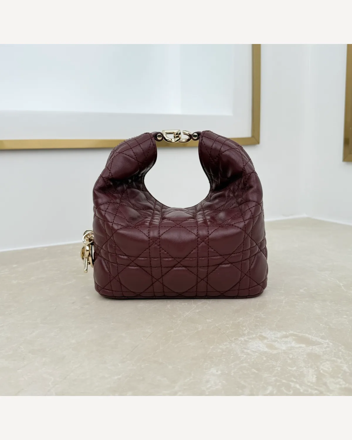 Dior Cannage Mini Hobo — Burgundy