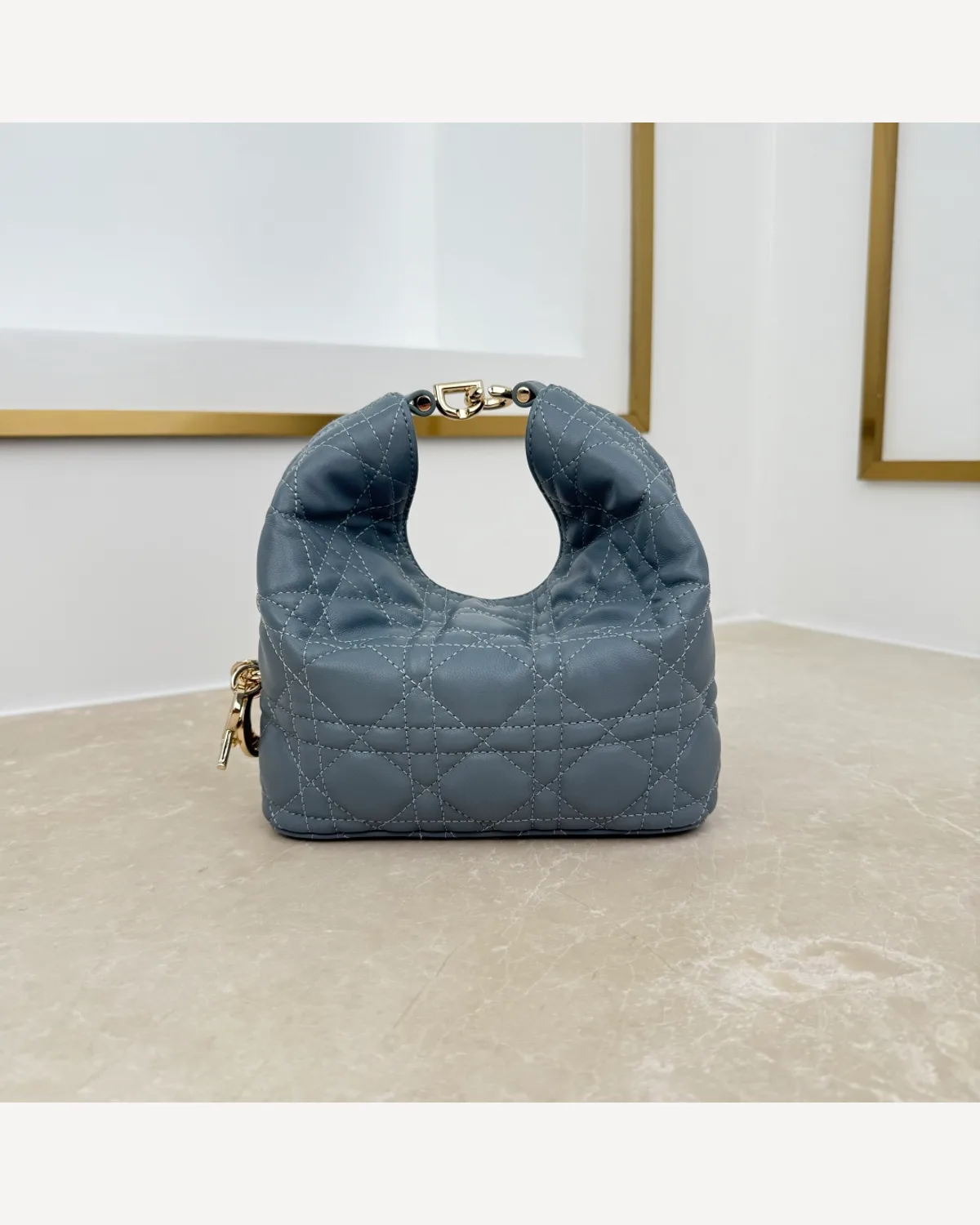 Dior Cannage Mini Hobo — Denim Blue