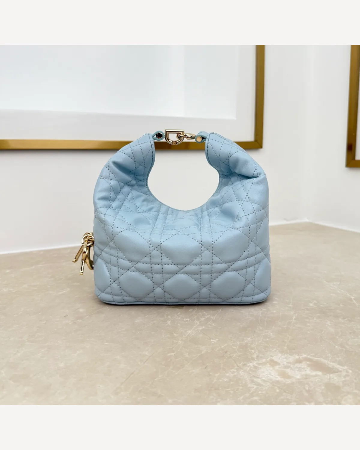 Dior Cannage Mini Hobo — Ice Blue