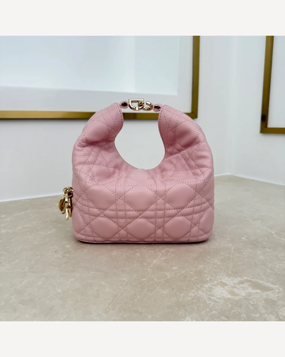 Dior Cannage Mini Hobo — Powder Pink