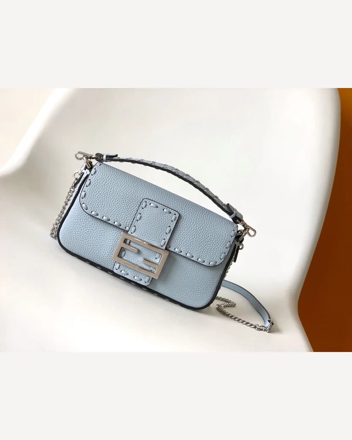 Fendi Baguette Selleria — Ice Blue