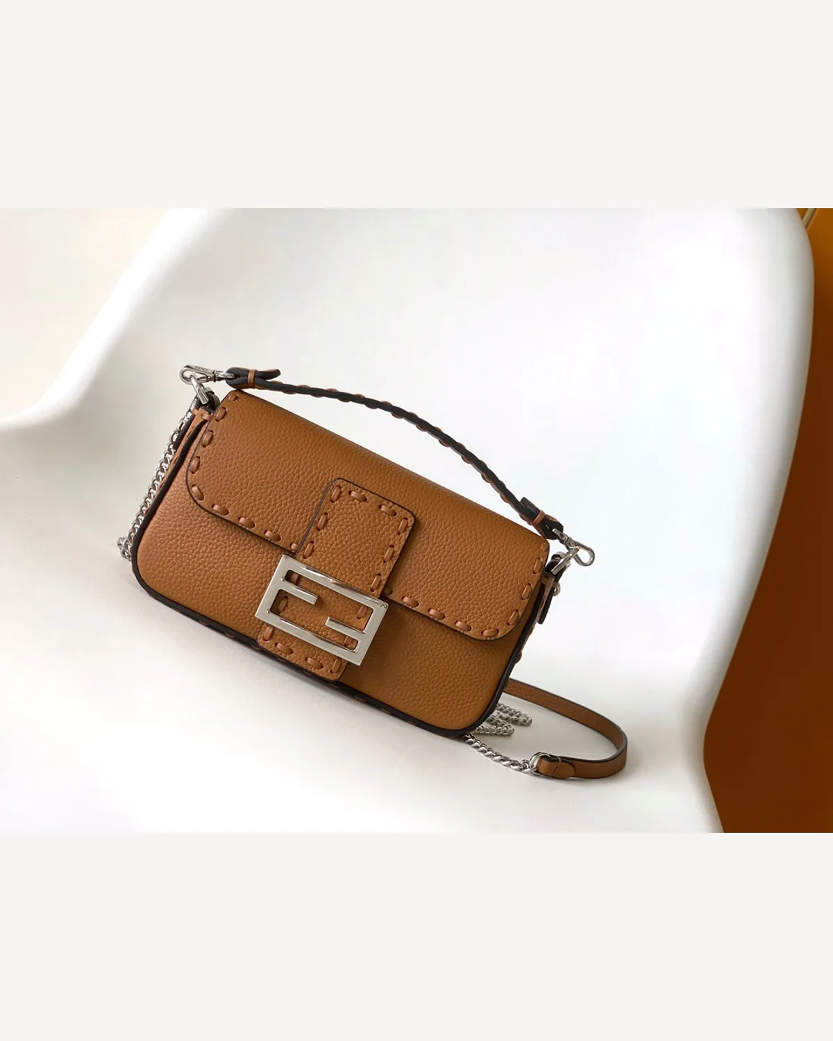 Fendi Baguette Selleria — Tan (Chain)