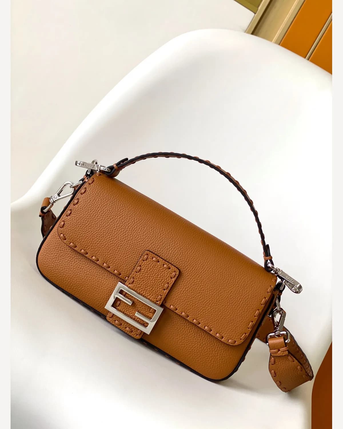 Fendi Baguette Selleria — Cognac