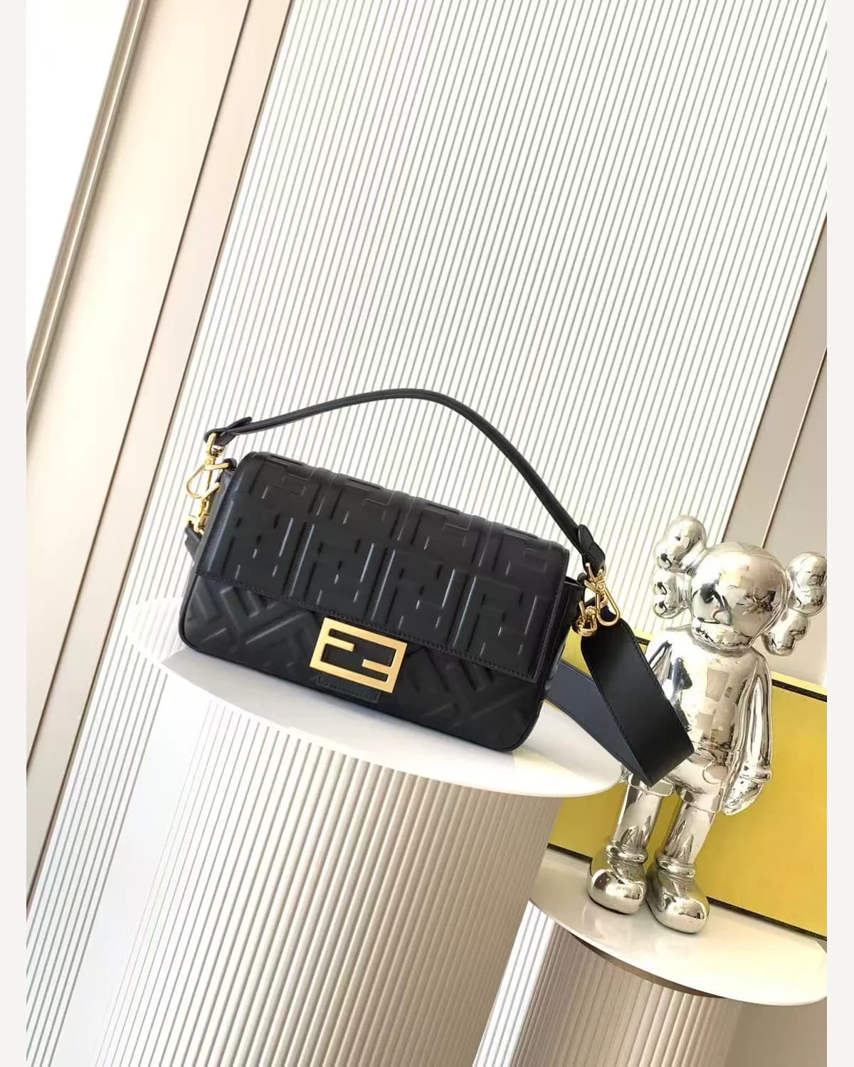 Fendi Baguette — Black Embossed FF