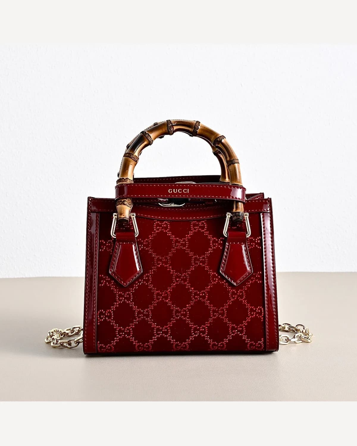 Gucci Diana Bamboo — Burgundy Patent
