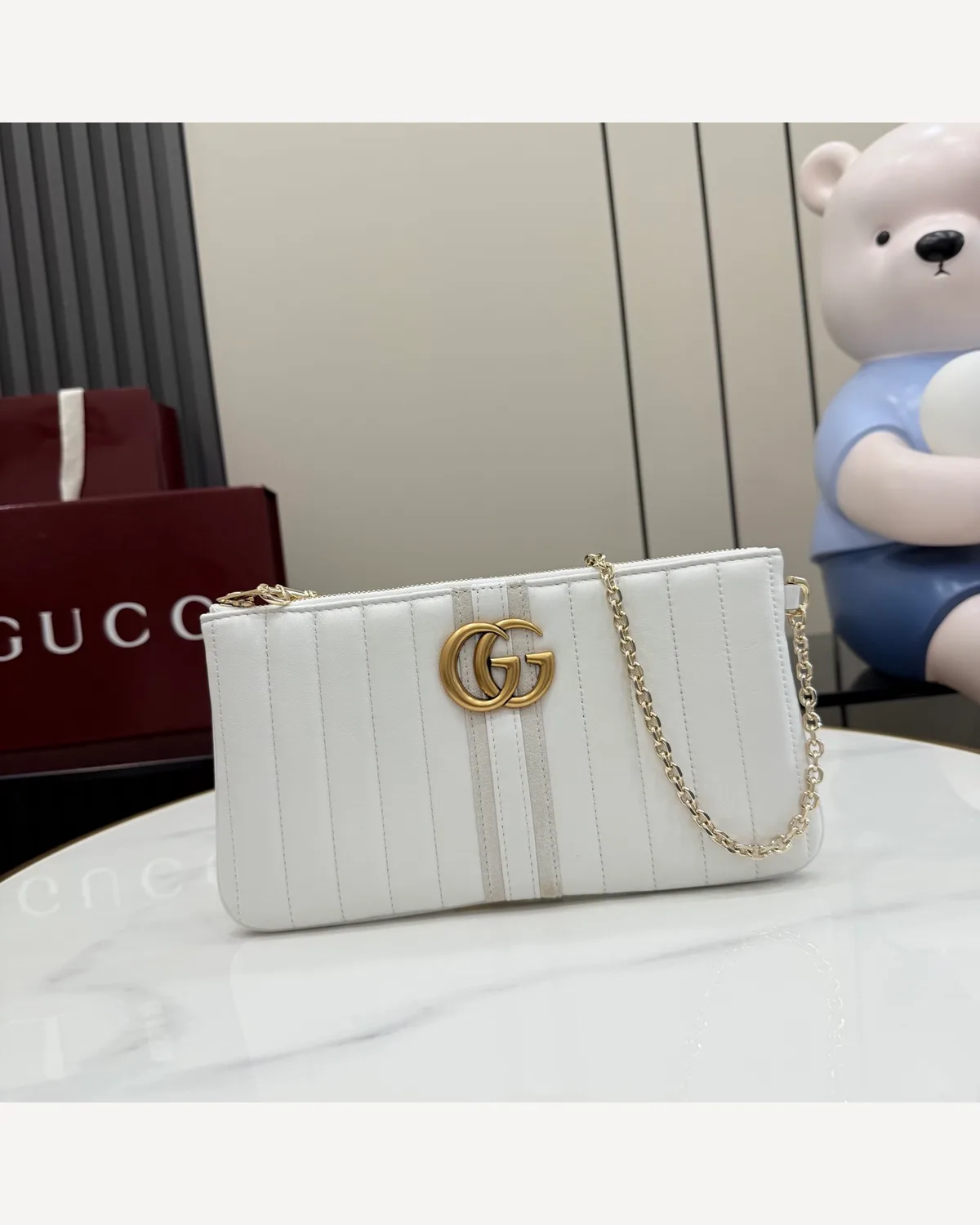 Gucci GG Marmont Clutch — White