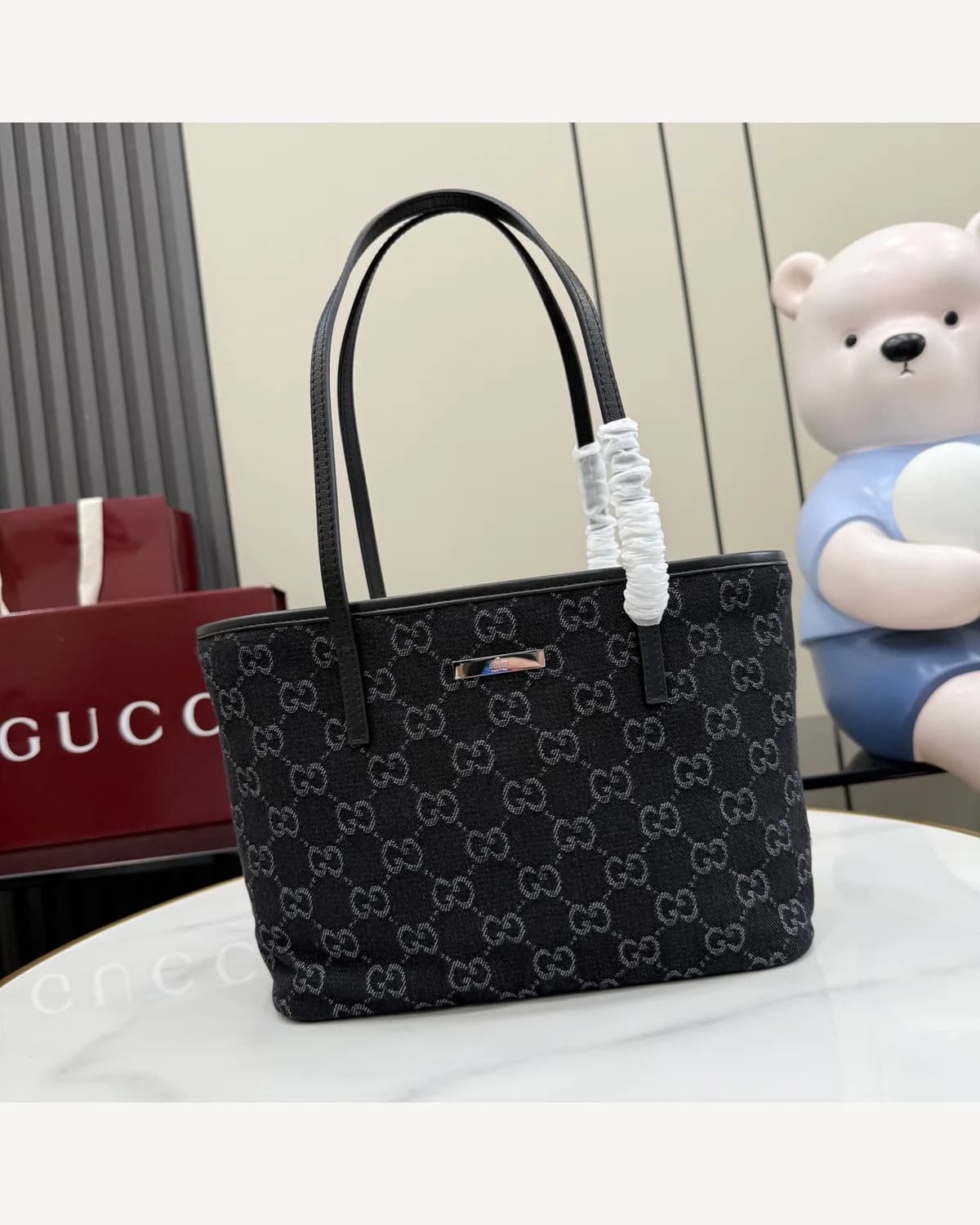 Gucci GG Denim Tote — Black