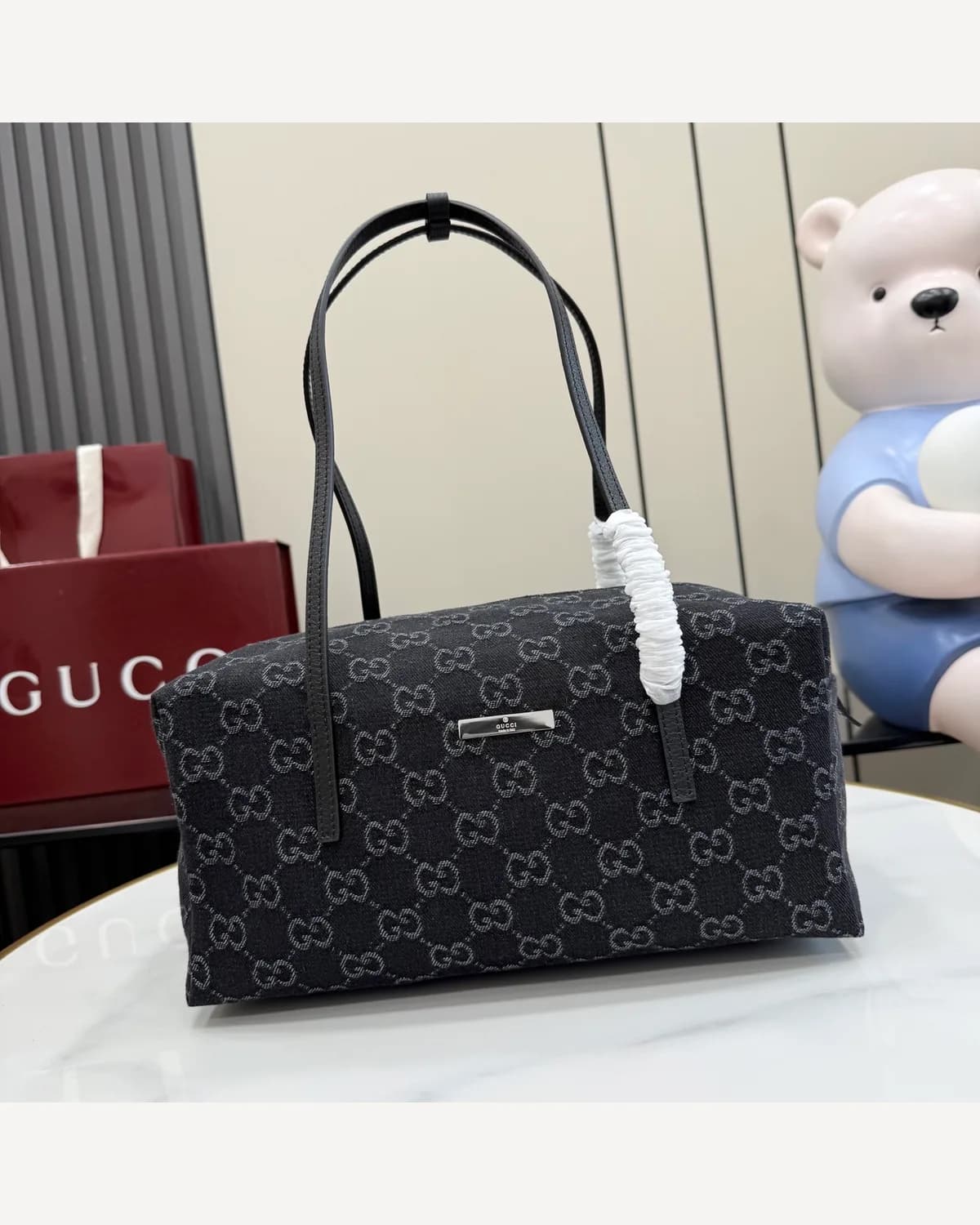 Gucci GG Denim Hobo — Black