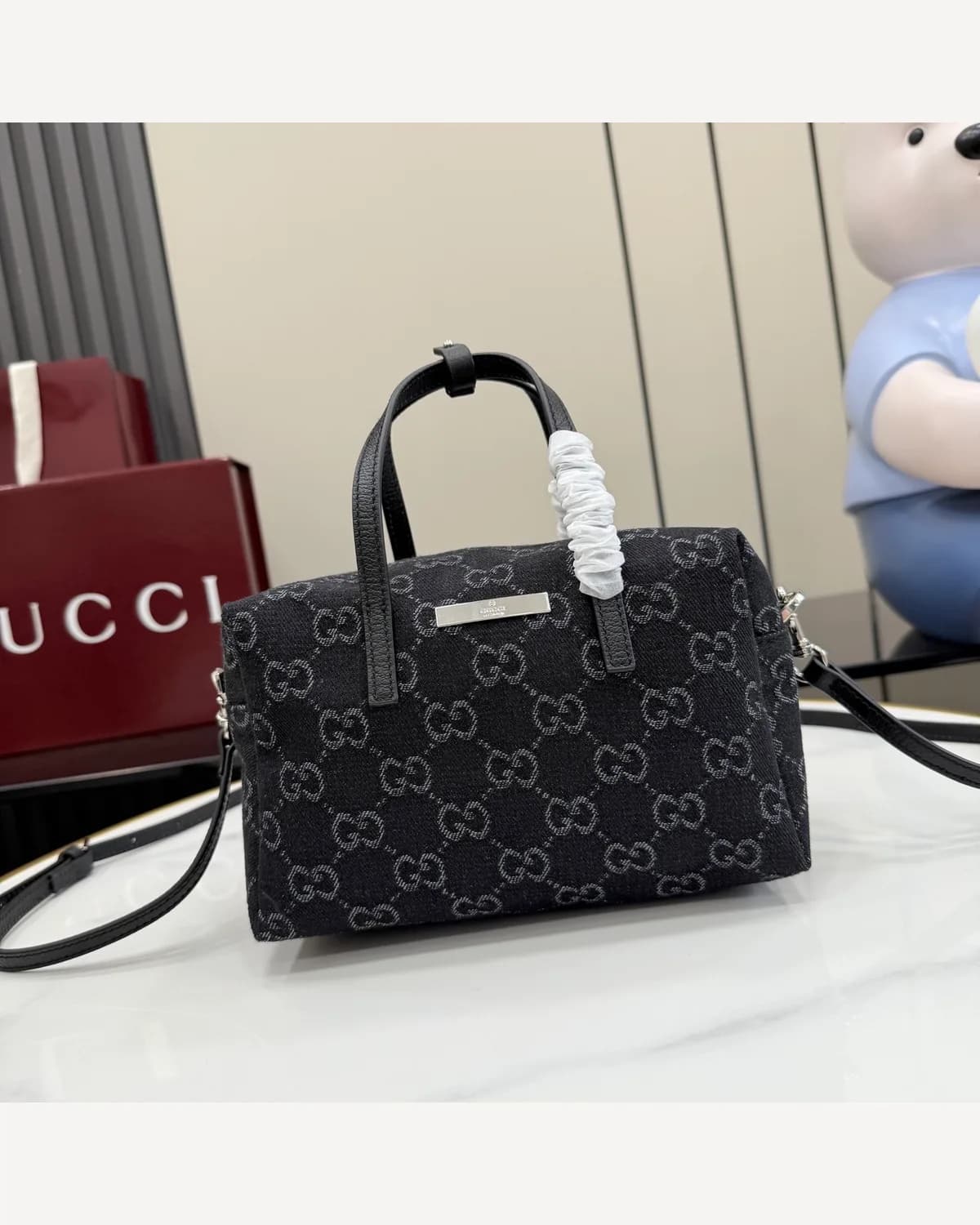 Gucci GG Denim Boston — Black