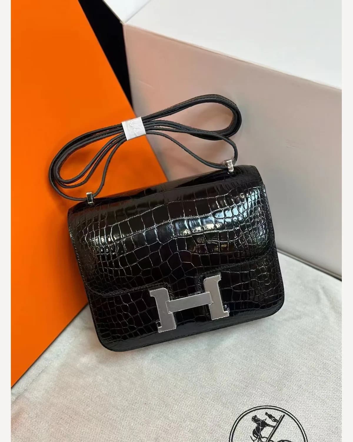 Hermès Constance — Black Croc Print