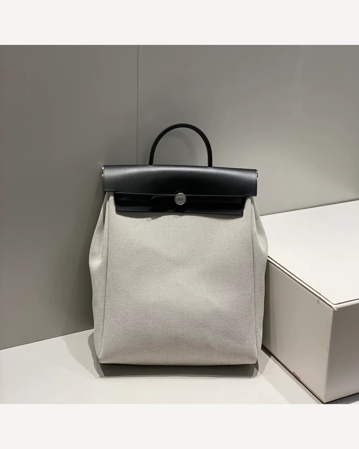 Hermès Herbag Backpack — Cream & Black