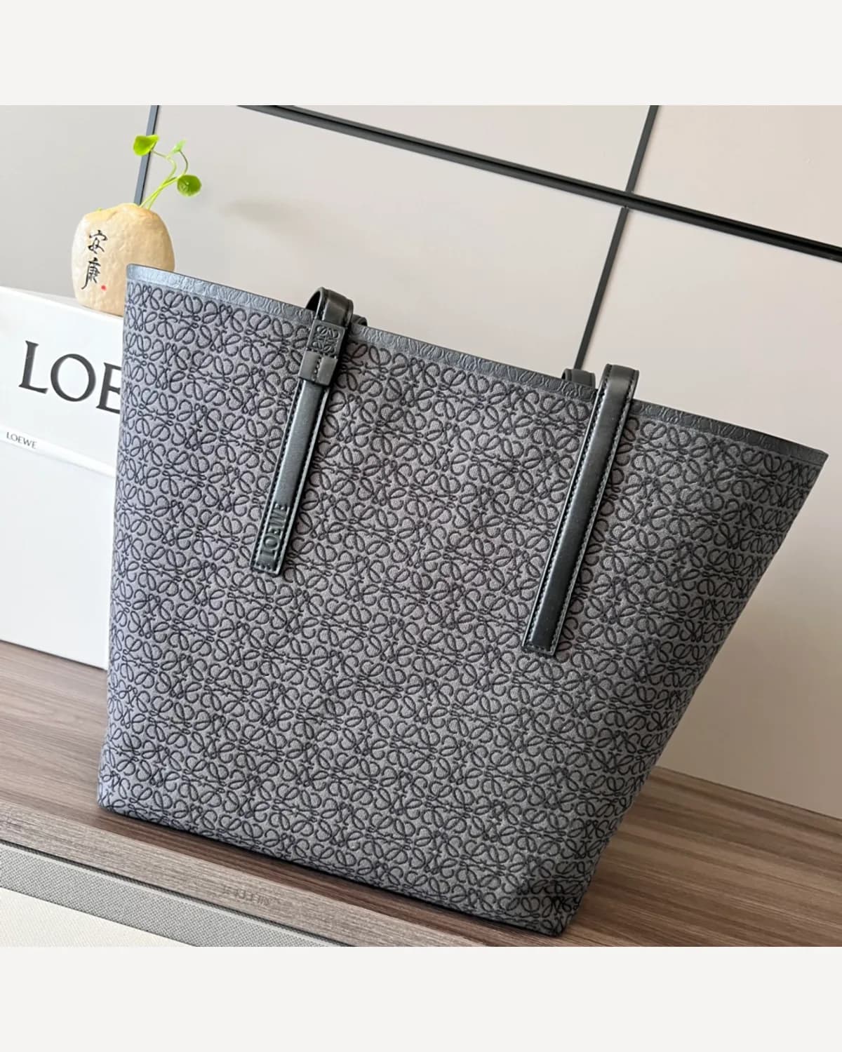 Loewe Anagram Jacquard Tote — Grey