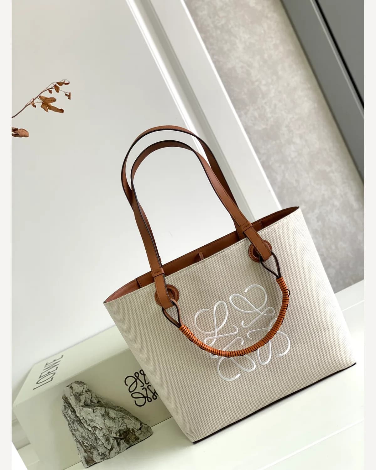 Loewe Anagram Canvas Tote — Cream