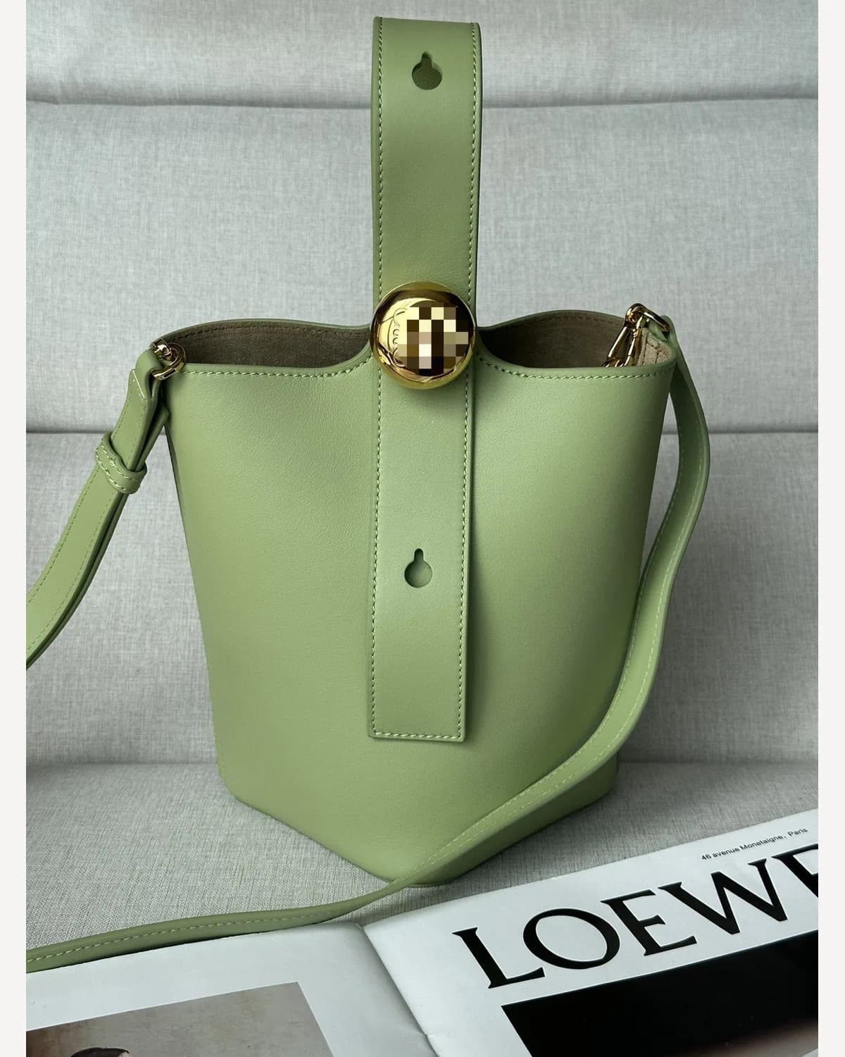 Loewe Pebble Bucket Bag — Pistachio