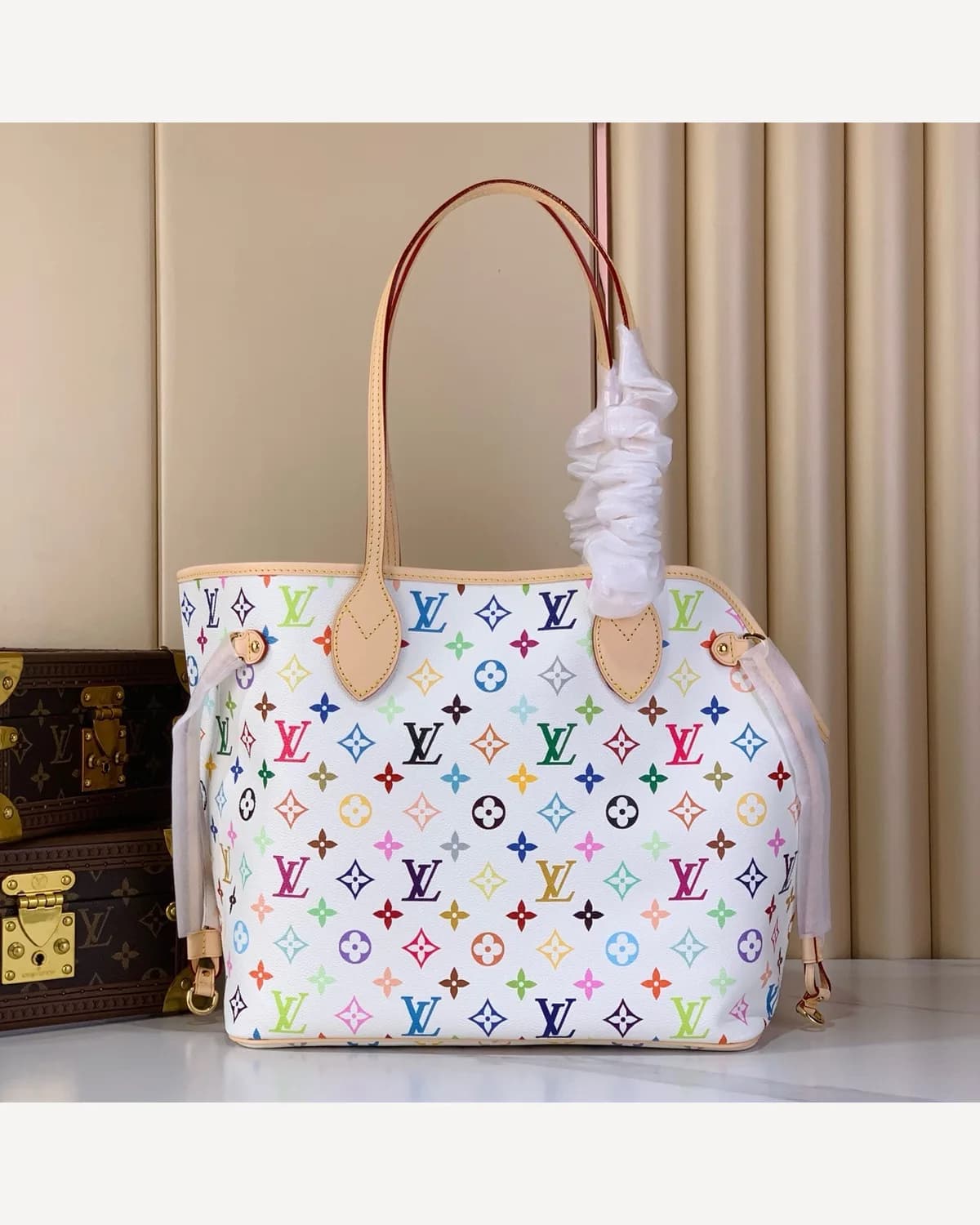 Louis Vuitton Neverfull — White Multicolour
