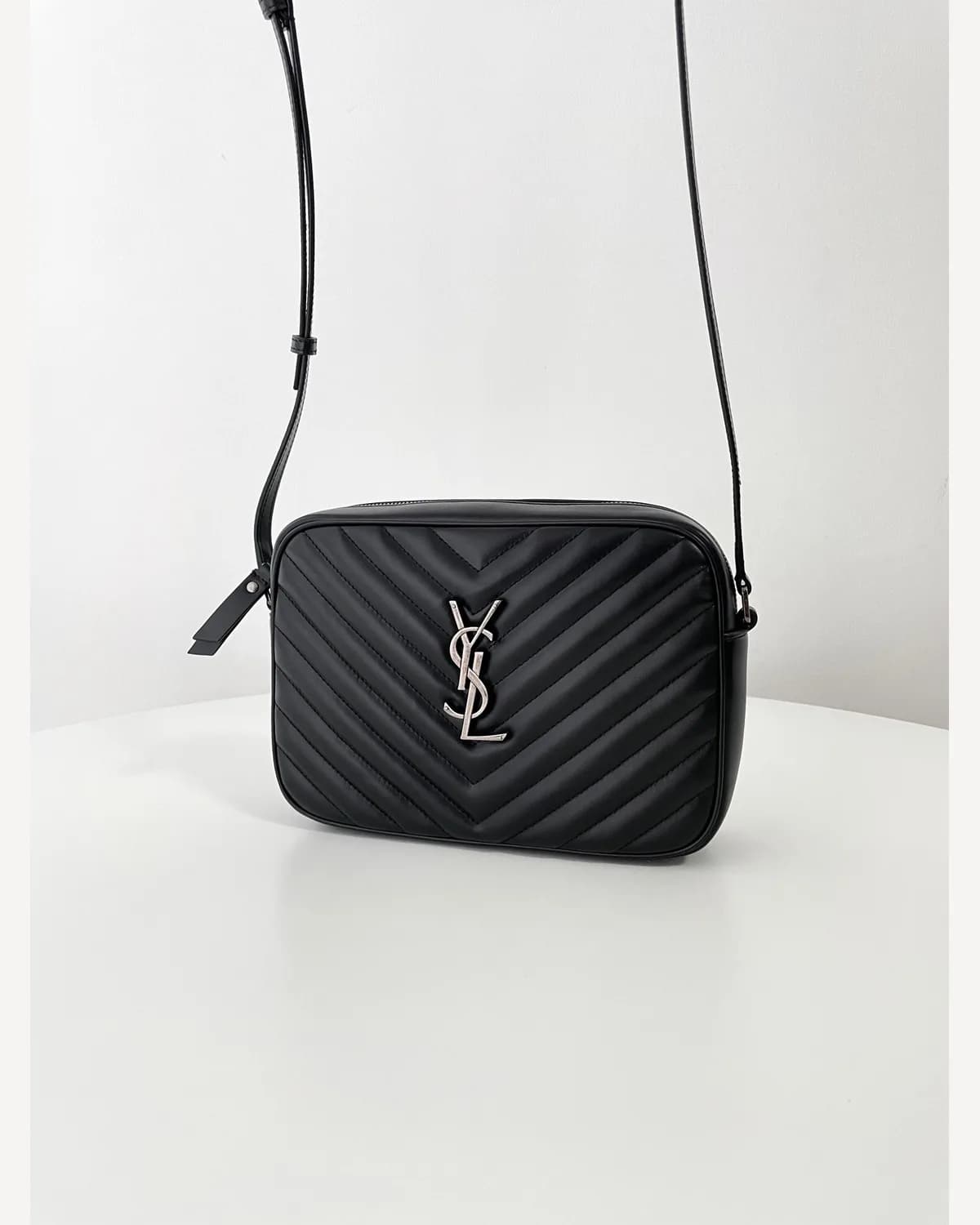 YSL Lou Camera Bag — Black (Silver Monogram)