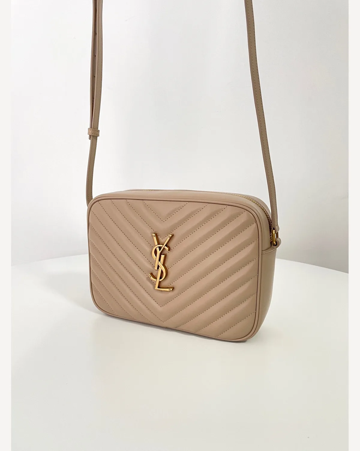 YSL Lou Camera Bag — Nude