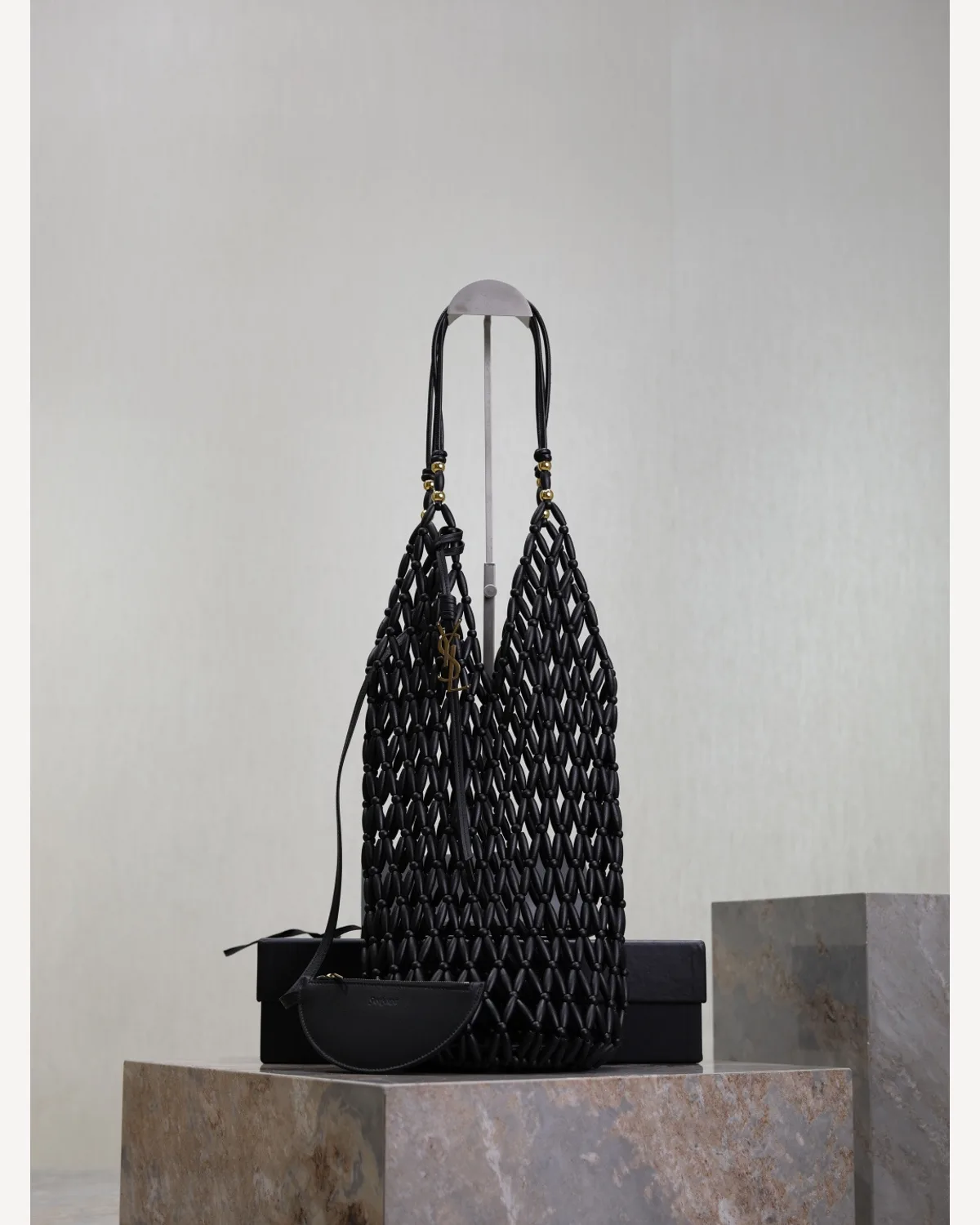 YSL Macramé Net Bag — Black
