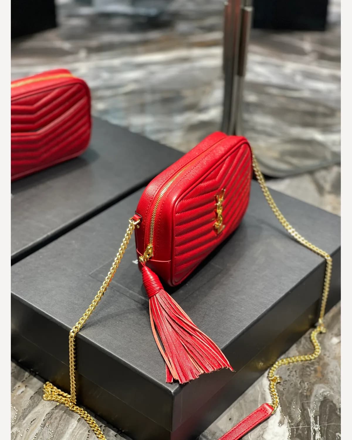 YSL Lou Camera Bag — Red