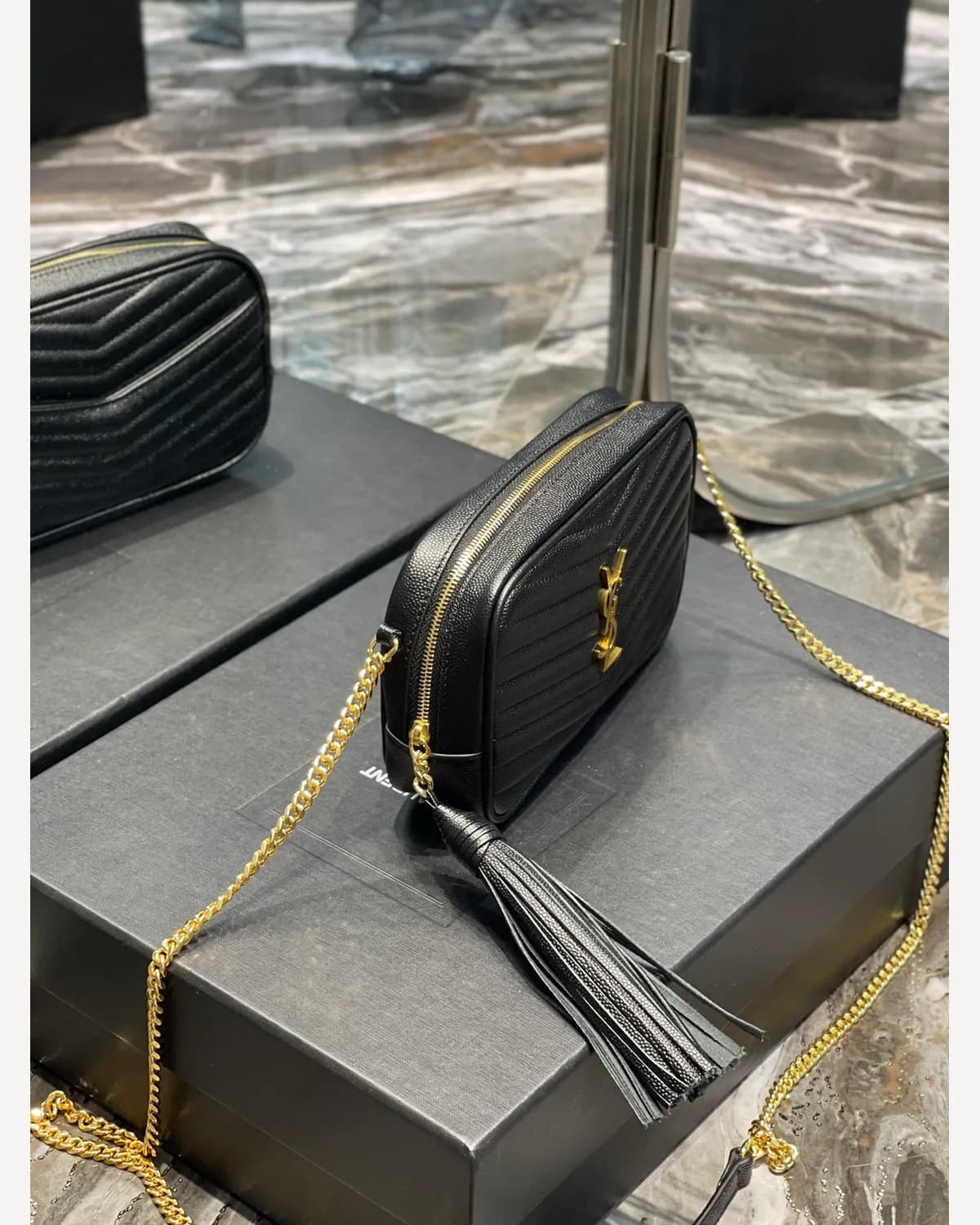 YSL Lou Camera Bag — Black (Tassel)