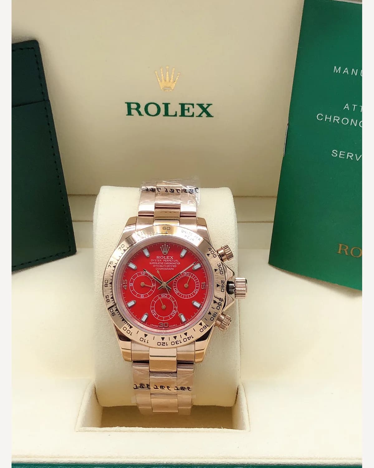 Rolex Daytona — Rose Gold / Red Dial